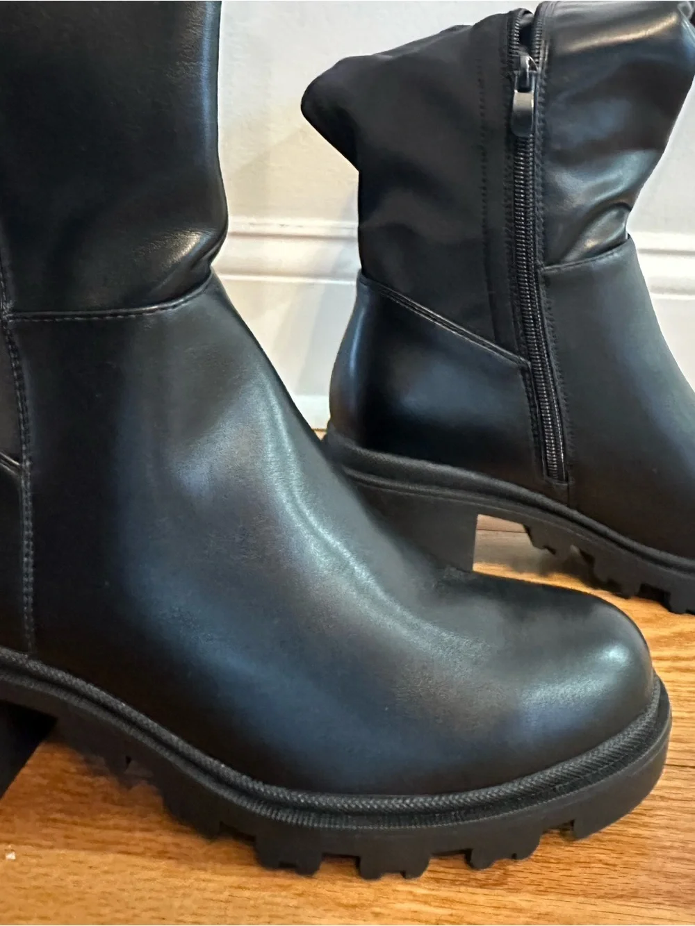 Dream Pairs Black Over-The-Knee Chunky Lug Sole Boots